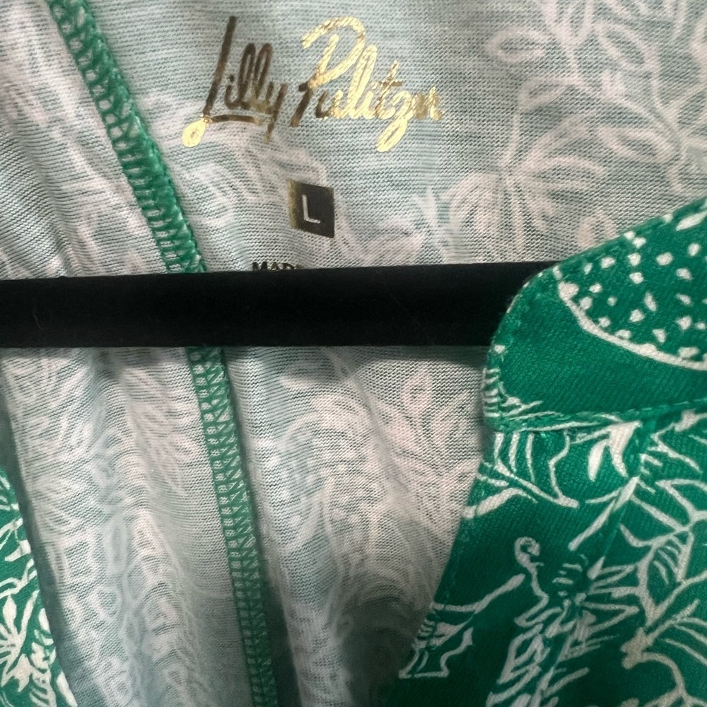 Lilly Pulitzer Emery Dress Fiddle Leaf Green Safari Size Large New with Tags - Picture 6 of 8